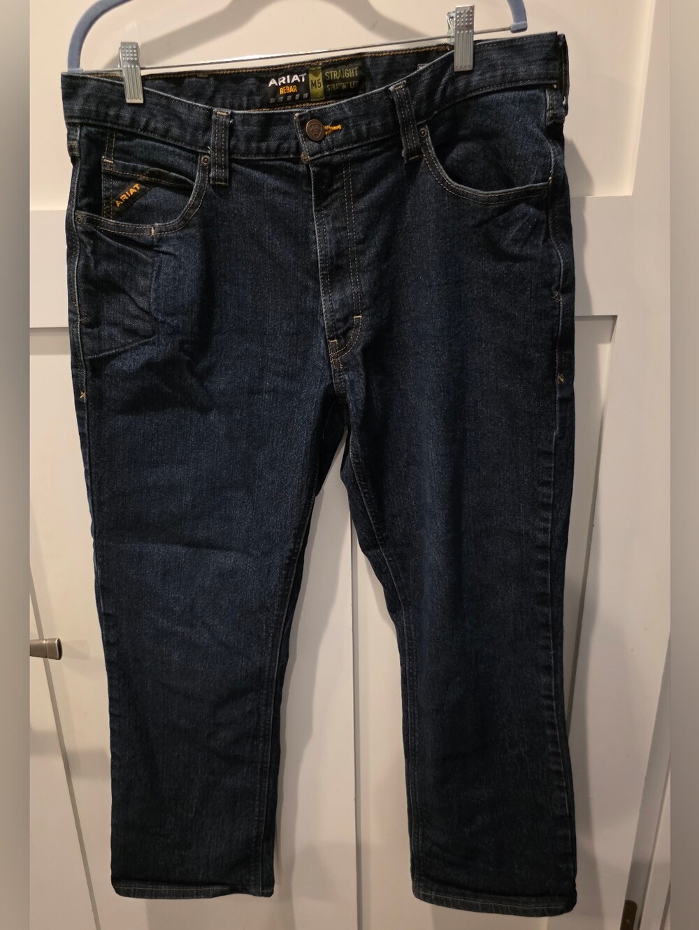 ARIAT Rebar M5 Blue Denim Jeans Men's Size 36x30 Straight Leg Loop Lock